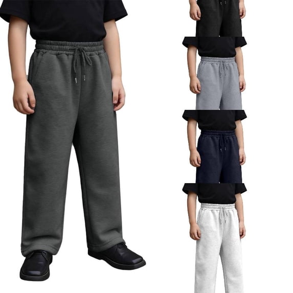 EYNMVR Boys Baggy Sweatpants Casual Straight Leg Open Bottom Joggers Casual Elastic Waisted Athletic Sweat Pants with Pockets 4-5 Years
