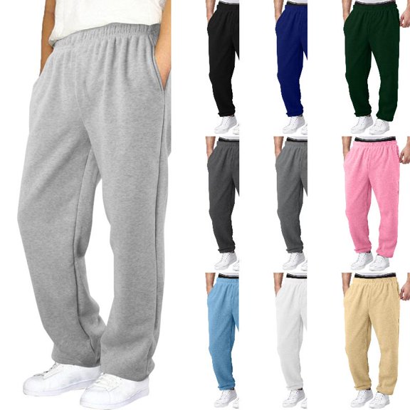 EYNMVR Boys Baggy Sweatpants Straight Leg Open Bottom Casual Pants Elastic Waist Athletic Joggers Sweat Pants with Pockets 7-8 Years