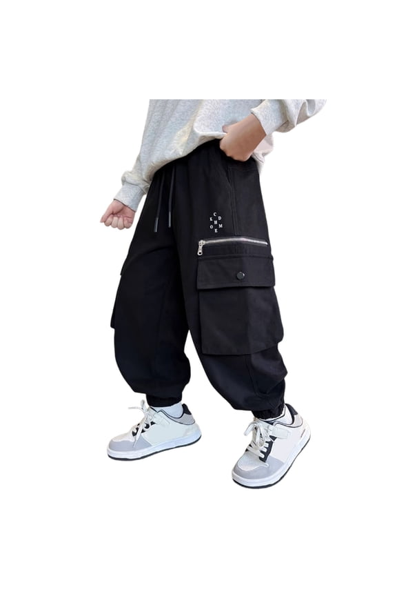 Boys Cargo Jogger Pants Casual Streetwear Hop Style Tapered Sweatpants for Youth Kids Comfortable Athletic 8-9 Years