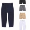 thumbnail image 1 of EYNMVR Boys Dress Pants Kids School Uniform Flat Front Casual Pants Straight Wide Leg Elastic Waist Trousers with Pockets 17-18 Years, 1 of 4