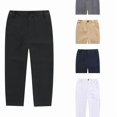 thumbnail image 1 of EYNMVR Boys Dress Pants Kids School Uniform Flat Front Casual Pants Straight Wide Leg Elastic Waist Trousers with Pockets 6-7 Years, 1 of 3