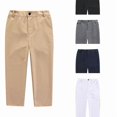 thumbnail image 1 of EYNMVR Boys Dress Pants Kids School Uniform Flat Front Casual Pants Straight Wide Leg Elastic Waist Trousers with Pockets 9-10 Years, 1 of 3