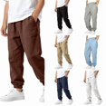thumbnail image 1 of EYNMVR Kids Boys Linen Pants Summer Casual High Waisted Drawstring White Beach Pant 13-14 Years, 1 of 7