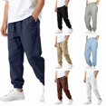 thumbnail image 1 of EYNMVR Kids Boys Linen Pants Summer Casual High Waisted Drawstring White Beach Pant 14-15 Years, 1 of 7