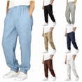 thumbnail image 1 of EYNMVR Kids Boys Linen Pants Summer Casual High Waisted Drawstring White Beach Pant 5-6 Years, 1 of 7
