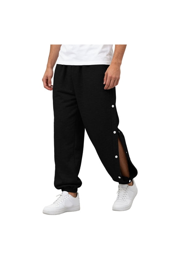 Mens Tear Away Pants Loose Fit Post Knee Replacement Surgery Pants Breakaway Sweatpants Side Snap with Pockets