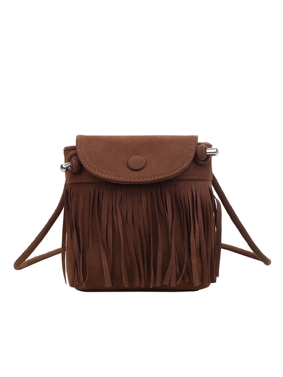 Mini Fringe Purse Small Phone Bags for Women Western Cell Phone Wallet with Zipper Pockets