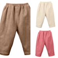 thumbnail image 1 of EYNMVR Newborn Infant Girls Pants Baby Girls Pant Cotton Solid Ribbed Pants Girls Bottoms Pull On Leggings Joggers 6-12 Months, 1 of 4
