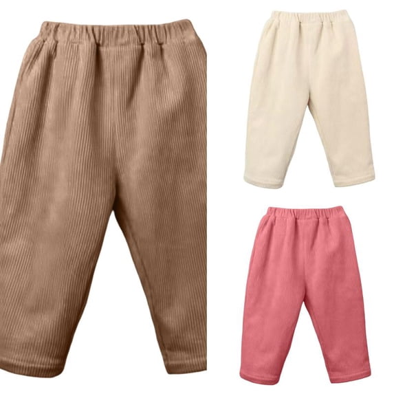 EYNMVR Newborn Infant Girls Pants Baby Girls Pant Cotton Solid Ribbed Pants Girls Bottoms Pull On Leggings Joggers 6-12 Months