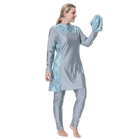 EYNMVR Plus Size Swimsuits for Women Rash Guard Swimwear Top Pants with Hijab/Cap