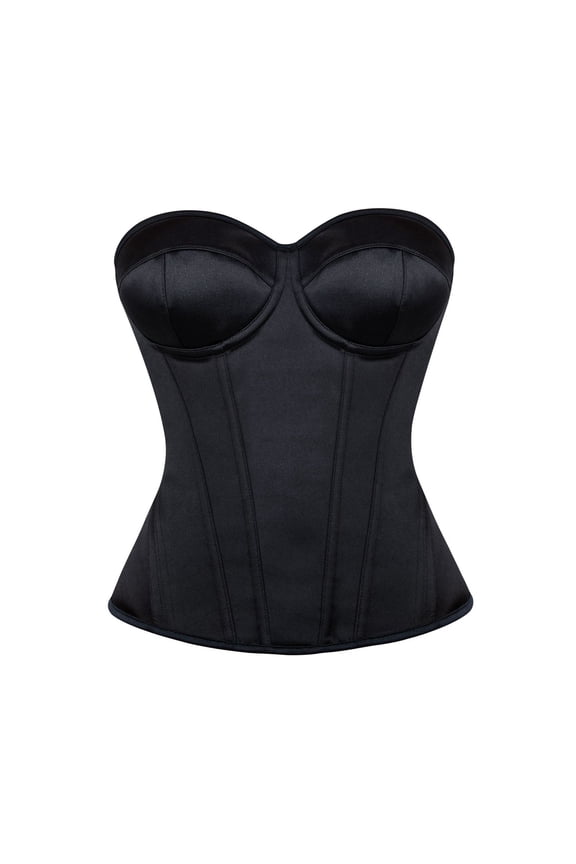 Satin Corset Tops for Women Strapless Bustier Sweetheart Neckline Boned Bodice Bridal Party Clubwear