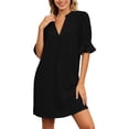 thumbnail image 1 of EYNMVR Shift Dress for Women V Neck Ruffle Sleeve Loose Summer Office Work Casual Dress, 1 of 7