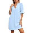 thumbnail image 1 of EYNMVR Shift Dress for Women V Neck Ruffle Sleeve Loose Summer Office Work Casual Dress, 1 of 7