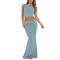 thumbnail image 1 of EYNMVR Skirt Sets Women 2 Piece Outfits Sleeveless Tank Crop Top Fold Over Maxi Long Skirts, 1 of 8