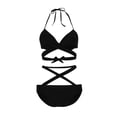 thumbnail image 1 of EYNMVR Women's 2 Piece Swimsuit Criss Cross Tie Back High Waisted Bikini Set Bathing Suits, 1 of 4