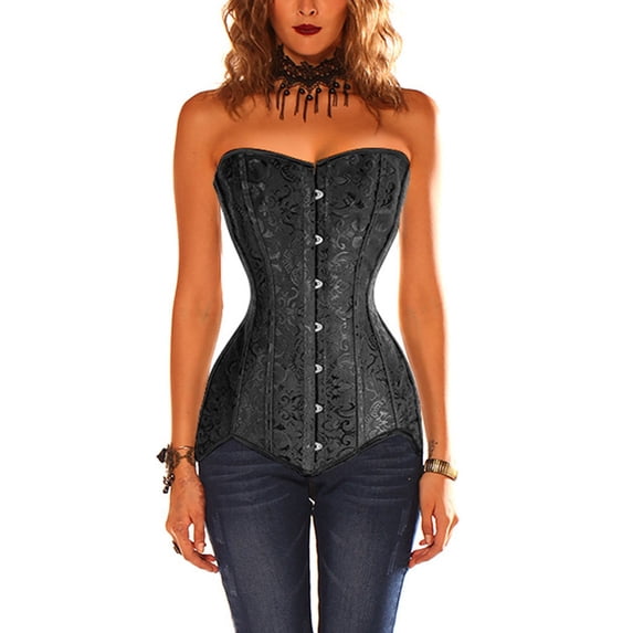 EYNMVR Women's 26 Steel Boned Long Torso Hourglass Body Shaper Corset