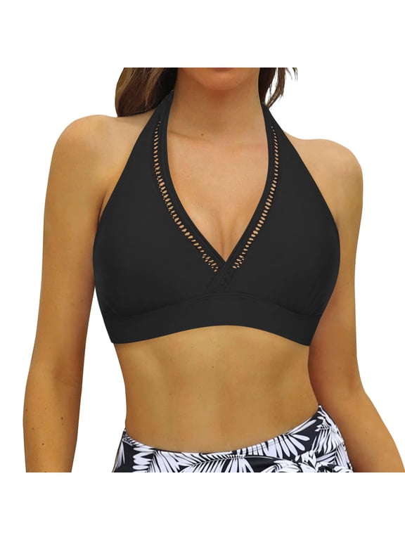 Women's Bikini Top V Neck Triangle Top Women Halter Bikini Top - Padded Swimsuit Top V Neck Bathing Suit Tops Only