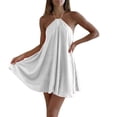 thumbnail image 1 of EYNMVR Women's Mini Dress Halter Neck Sleeveless Tie Backless Swing Flowy Beach Dresses Summer Vacation Clothes, 1 of 4