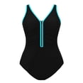 thumbnail image 1 of EYNMVR Women's One Piece Bathing Suit Plus Size Swimsuit Tummy Control Front Zipper Swimwear, 1 of 6