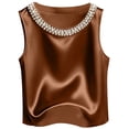 thumbnail image 1 of EYNMVR Women's Satin Pearl Top Crew Neck Sleeveless Dressy Casual Tank Tops Party Going Out Shirt, 1 of 4