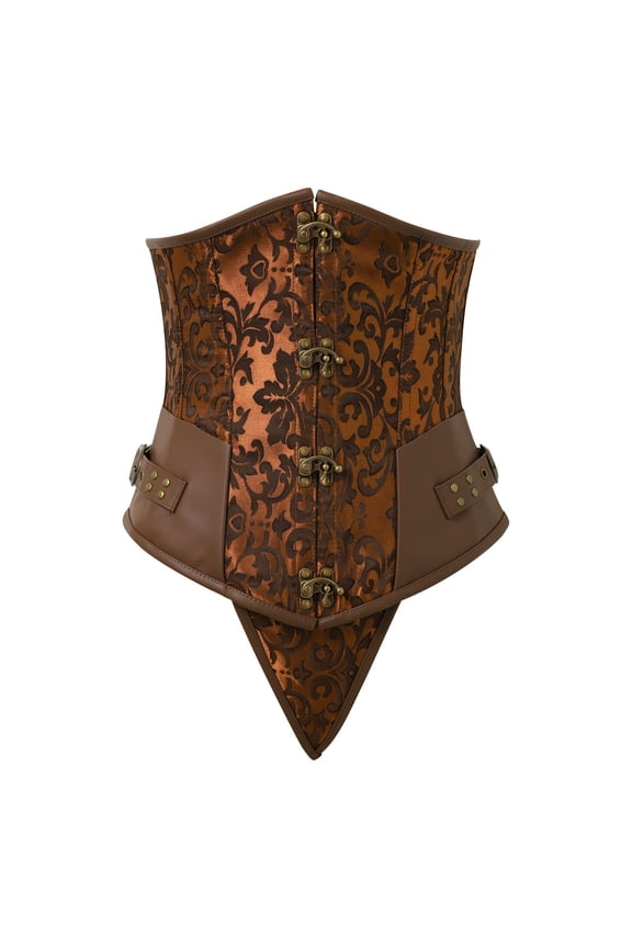 Women's Steampunk Vintage PU Leather Spiral Steel Bone Underbust Corset