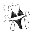 thumbnail image 1 of EYNMVR Womens 2 Piece Bikini Sets Grommet Eyelet String Thong Bathing Suit High Cut Triangle Micro Cheeky Swimsuits, 1 of 7