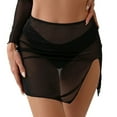 thumbnail image 1 of EYNMVR Womens Mesh Sheer High Waisted Swimsuit Ruched Bathing Suit Wrap Swim Skirt Cover Up Bikini Bottoms, 1 of 5