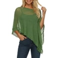 thumbnail image 1 of EYNMVR Womens Sheer Poncho Shrug Lightweight Knit Ruffle Pullover Sweater Top, 1 of 4