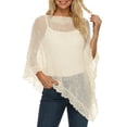 thumbnail image 1 of EYNMVR Womens Sheer Poncho Shrug Lightweight Knit Ruffle Pullover Sweater Top, 1 of 4