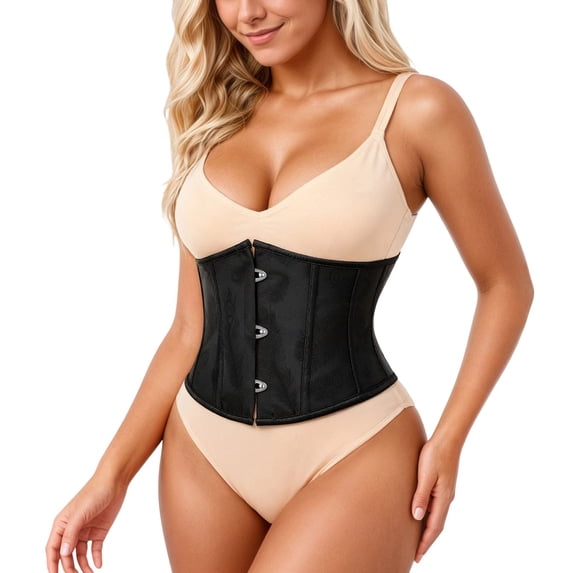EYNMVR Womens Waist Trainer Cincher Heavy Duty Steel Boned Underbust Waspie Corset