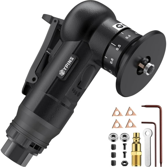 EYPINS Air Chamfer Tool, Mini Pneumatic Chamfering Machine for Metal Wood Steel Brass Acrylic, 45 Degree Arc, 30000 RPM, 1/4" Air Deburring Trim Beveling Tool, Pneumatic Roundover Tool with C/R blade