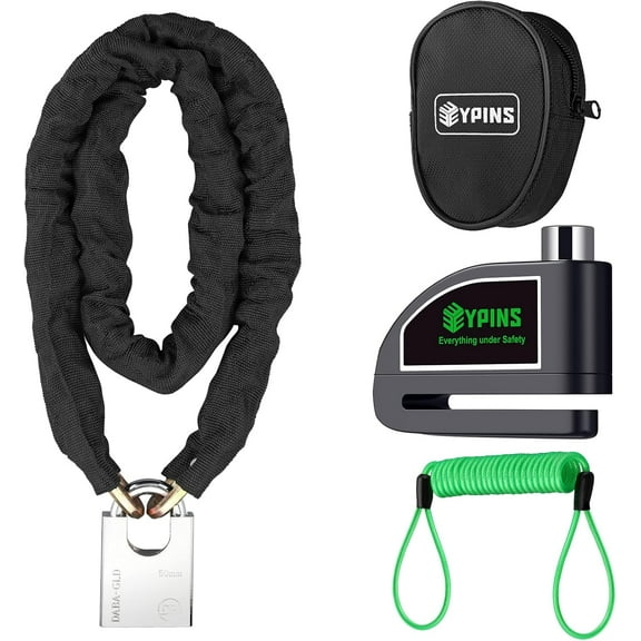 EYPINS Motorcycle Chain Locks with Alarm Disc Brake Lock,Bike Lock 1.2M/4FT,Security Bicycle Chain Locks for Motorcycles, Bikes,etc,Anti Theft,Waterproof