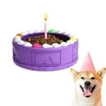 thumbnail image 1 of EYS 6.26-Inch Natural Rubber Tooth-Cleaning Dog Toy Bowl -Birthday Cake Shape (Available in Glacier Blue or Purple), 1 of 11