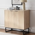 thumbnail image 1 of EYYTHUNG 2-Door Fluted Accent Cabinet, Sideboard Buffet Cabinet with Adjustable Shelves, Wooden Credenza, Console Table, Light Oak, 1 of 9