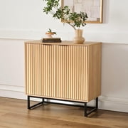 EYYTHUNG Fluted Mordern Accent Sideboard Buffet Storage Cabinet , Wooden Credenza with Adjustable Shelves