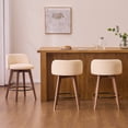 thumbnail image 1 of EYYTHUNG 26" Counter Height Bar Stools Set of 3 Mid Century Modern Farmhouse Swivel Barstools Chenille Fabric Upholstered Bar Height Island Chairs with Curved Backrest, Brown/Beige, 1 of 9