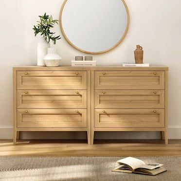 EYYTHUNG Modern Chest of Drawers Storage Cabinet, 2-Pack, with Golden Handles, Wood Tall Nightstand