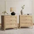 thumbnail image 1 of EYYTHUNG 3 Drawer Nightstand Set of 2, Farmhouse Large Bedside End Table with Charging Station, Mid Century Wood Night Stand, Light Oak, 1 of 8