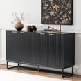 thumbnail image 1 of EYYTHUNG 4 Door Fluted Sideboard Buffet Cabinet, Modern Accent Storage Credenza with Adjustable Shelves, Black, 1 of 7