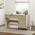 thumbnail image 1 of EYYTHUNG 47" Fluted Executive Desk, Modern Wood Home Office Desk with Charging Station, Drawer & Cabinet, Computer Writing Desk, 1 of 6