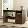 thumbnail image 1 of EYYTHUNG 47" Office Desk, Farmhouse Executive Desk with File Drawer & Outlet, Wood Computer Desks with Keyboard Tray, Brown, 1 of 7