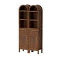 thumbnail image 1 of EYYTHUNG 67" Tall Arched Bathroom Narrow Storage Cabinet, Farmhouse Freestanding Tower Cabinet with Door and Drawer, Space Saving Organizer, Brown, 1 of 7