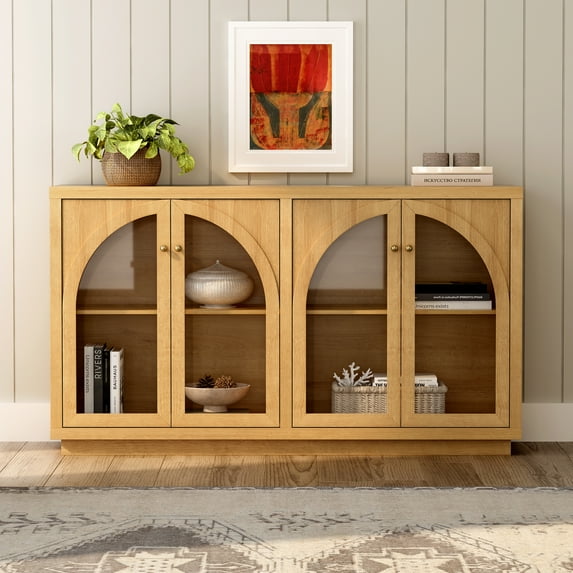 EYYTHUNG Arched Storage Cabinet, Modern Sideboard Buffet, Accent ...