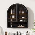 thumbnail image 1 of EYYTHUNG Arched Cabinet Wall Mounted, Bathroom Medicine Cabinets, Floating Storage Cabinet with Acrylic Door and Open Shelf, Black Oak, 1 of 7