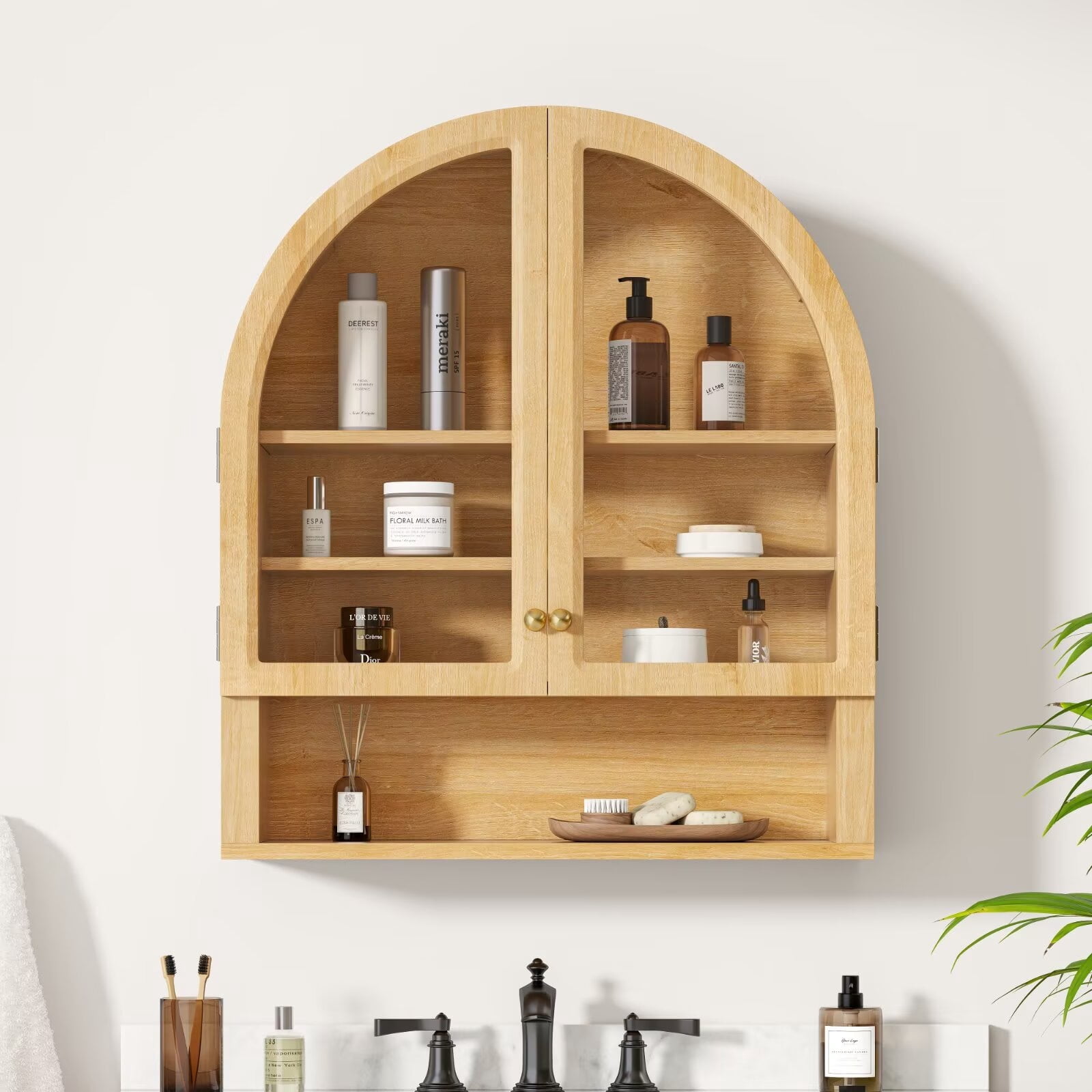 EYYTHUNG Arched Wall Cabinet, Bathroom Medicine Cabinets, Floating ...
