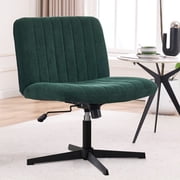 EYYTHUNG Armless Velvet Mid-Back Office Chair, Adjustable Seat and Cushion, Dark Green Set of 1