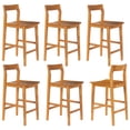 thumbnail image 1 of EYYTHUNG Farmhouse Mid Century Modern Adult Mid Back Stain Resistant Bar Stools Set of 6, Dark Natural Oak, 1 of 6