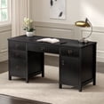 thumbnail image 1 of EYYTHUNG Black Executive Desk, 59" Modern Computer Desk with Charging Station and drawers, Black, 1 of 6
