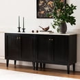 thumbnail image 1 of EYYTHUNG Black Storage Cabinet Set of 2, Modern Sideboard with Adjustable Shelves & Faux Marble Top, Wooden Credenza Cabinet Console Table, 1 of 8