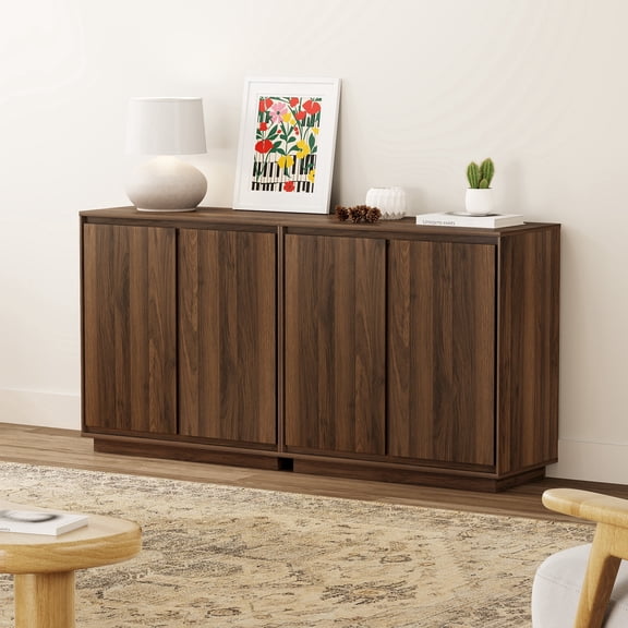 EYYTHUNG Buffet Storage Cabinet Set of 2, Sideboard Accent Cabinet Modern Credenza, Console Table, Brown